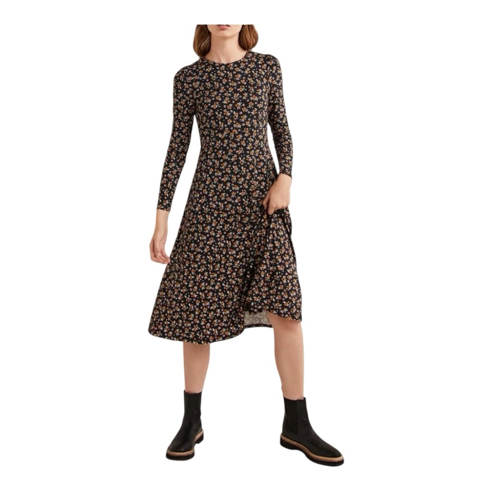 0335W. BODEN LONG SLEEVE MAXI‎ DRESS SIZE 14R FLORAL PRINT